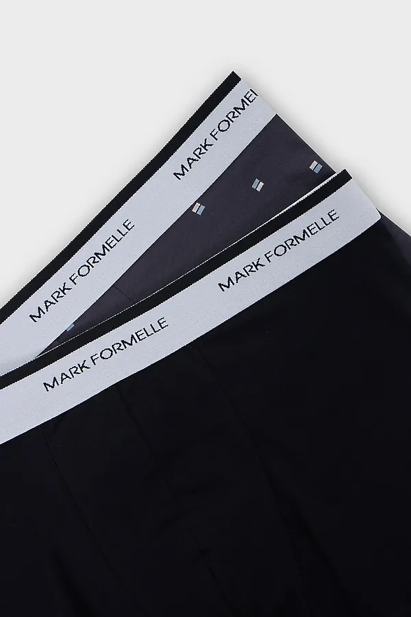 Трусы мужские (2шт) MARK FORMELLE, прямоугольники на т.сером +черный - фото 2