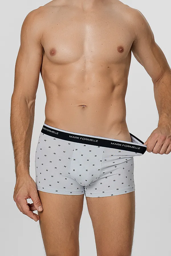 Трусы мужские (2шт) MARK FORMELLE, квадраты на св.сером +квадраты на черном - фото 2