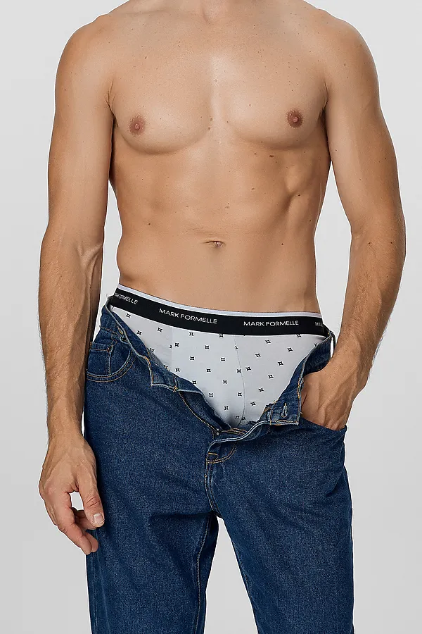 Трусы мужские (2шт) MARK FORMELLE, квадраты на св.сером +квадраты на черном - фото 2