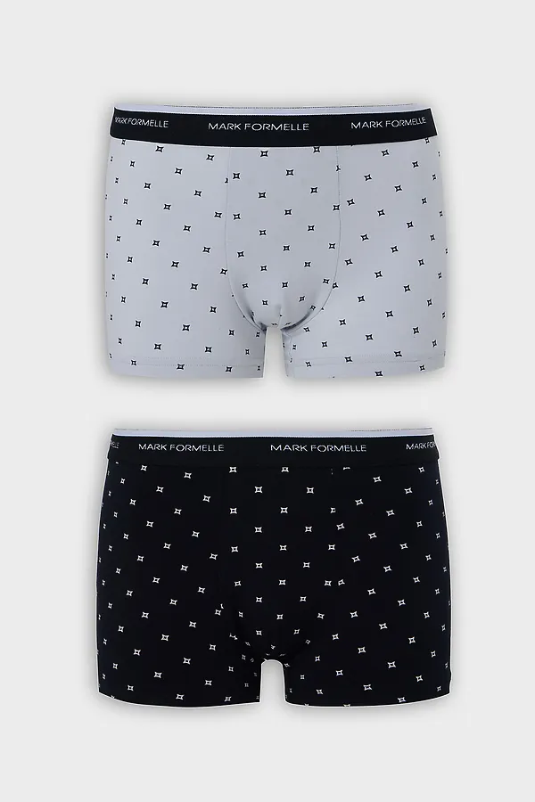 Трусы мужские (2шт) MARK FORMELLE, квадраты на св.сером +квадраты на черном - фото 2