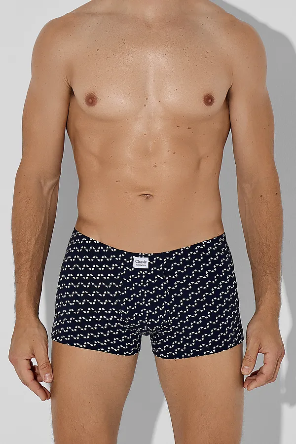 Трусы мужские (2шт) MARK FORMELLE, диагональн. узор на гл.синем +черный - фото 2