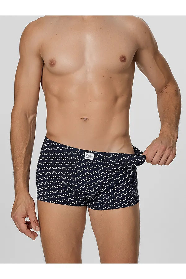 Трусы мужские (2шт) MARK FORMELLE, диагональн. узор на гл.синем +черный - фото 2