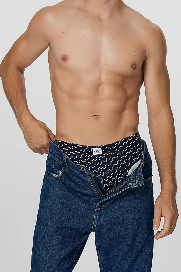 Трусы мужские (2шт) MARK FORMELLE, диагональн. узор на гл.синем +черный - фото 2