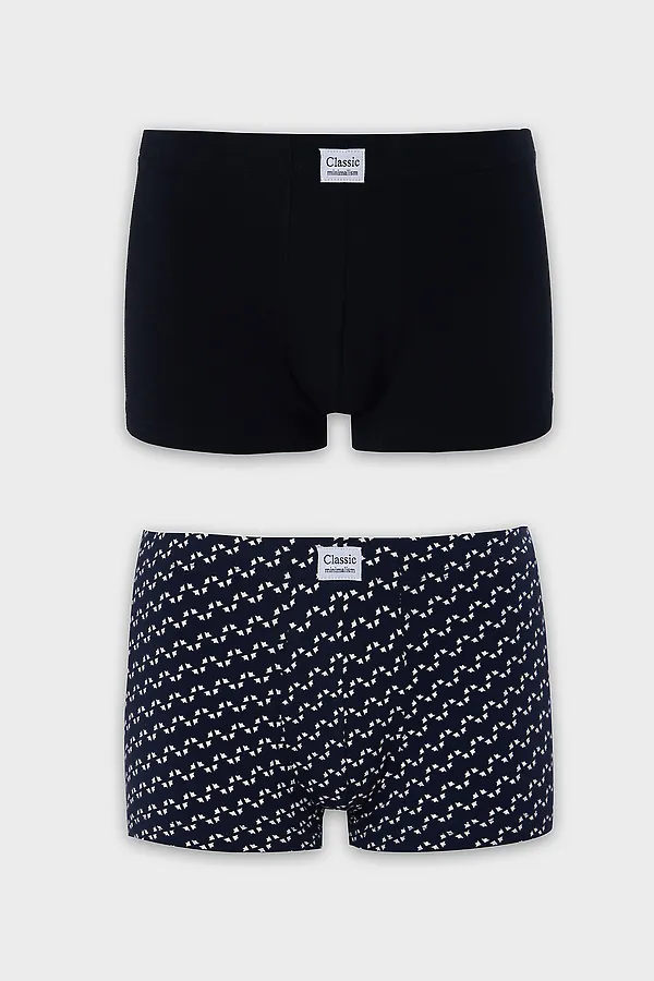 Трусы мужские (2шт) MARK FORMELLE, диагональн. узор на гл.синем +черный - фото 2