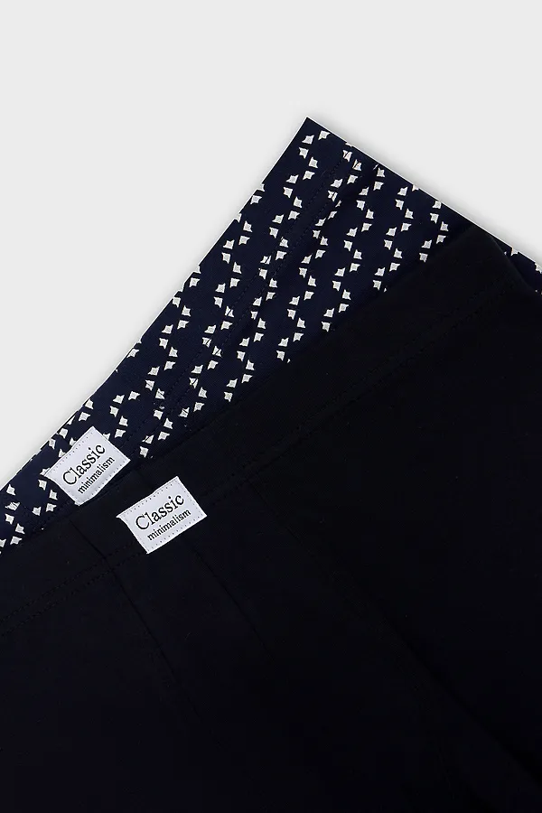 Трусы мужские (2шт) MARK FORMELLE, диагональн. узор на гл.синем +черный - фото 2