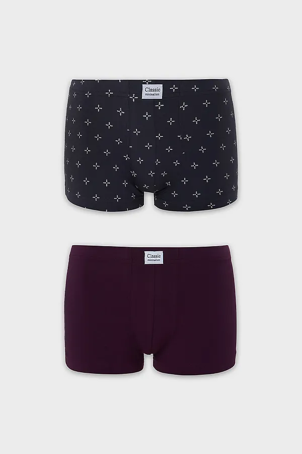 Трусы мужские (2шт) MARK FORMELLE, треугольники на т.сером +т.пурпурный - фото 2