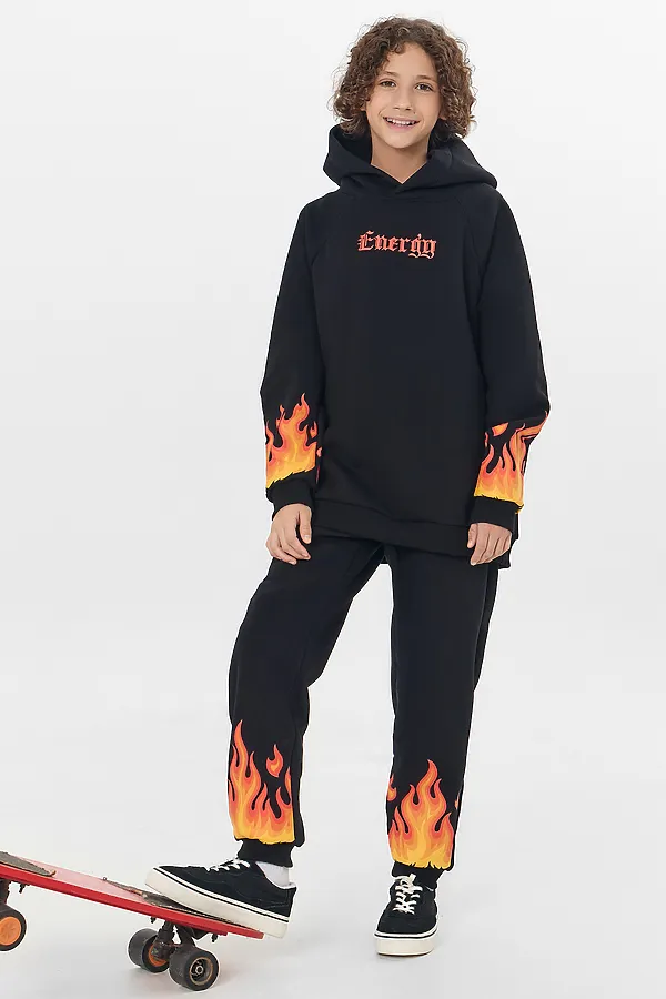 Комплект для мальчиков (худи, брюки) MARK FORMELLE, черный +печать - фото 2