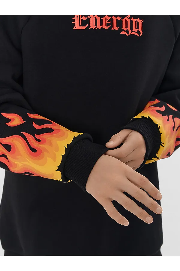 Комплект для мальчиков (худи, брюки) MARK FORMELLE, черный +печать - фото 2