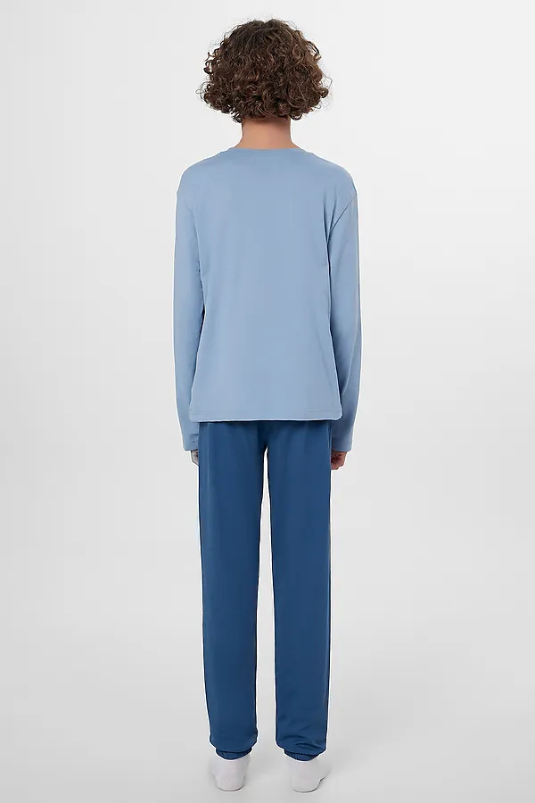 Комплект для мальчиков (джемпер, брюки) MARK FORMELLE, серо -голубой +синий +печать - фото 2