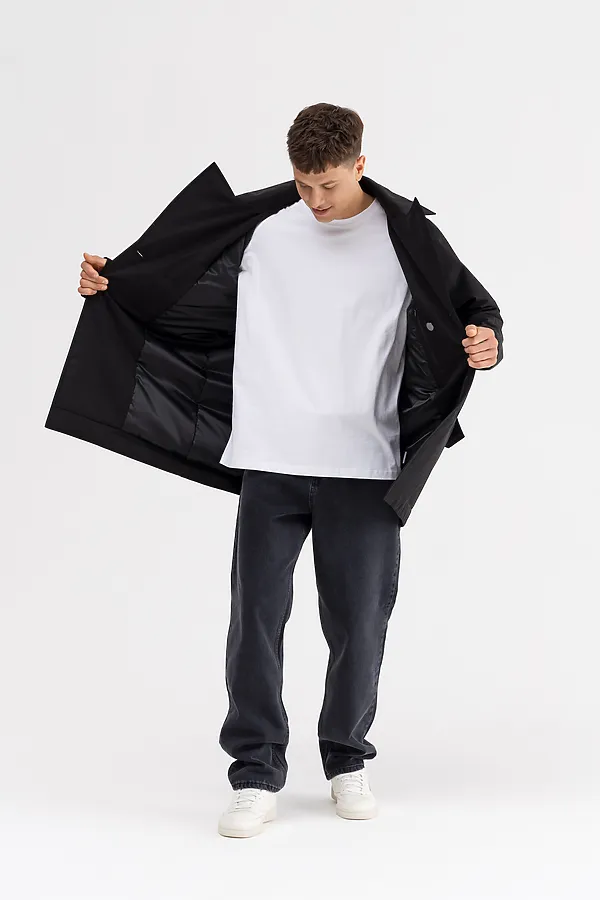 Плащ утепленный мужской HOOPS, черный - фото 2