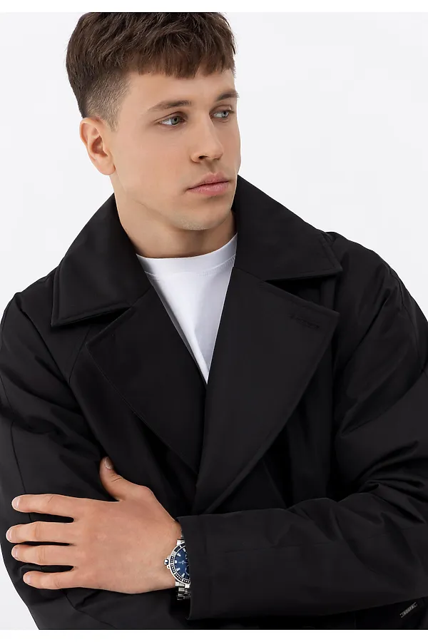 Плащ утепленный мужской HOOPS, черный - фото 2