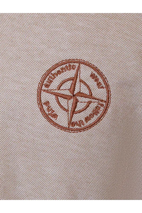 Футболка поло с воротником на пуговицах из полотна пике с меланжевым плетением с эластаном VILATTE, бежевый меланж - фото 2