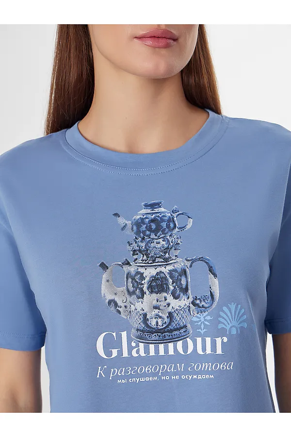 Комплект женский (джемпер, брюки) MARK FORMELLE, синий +печать1 - фото 2