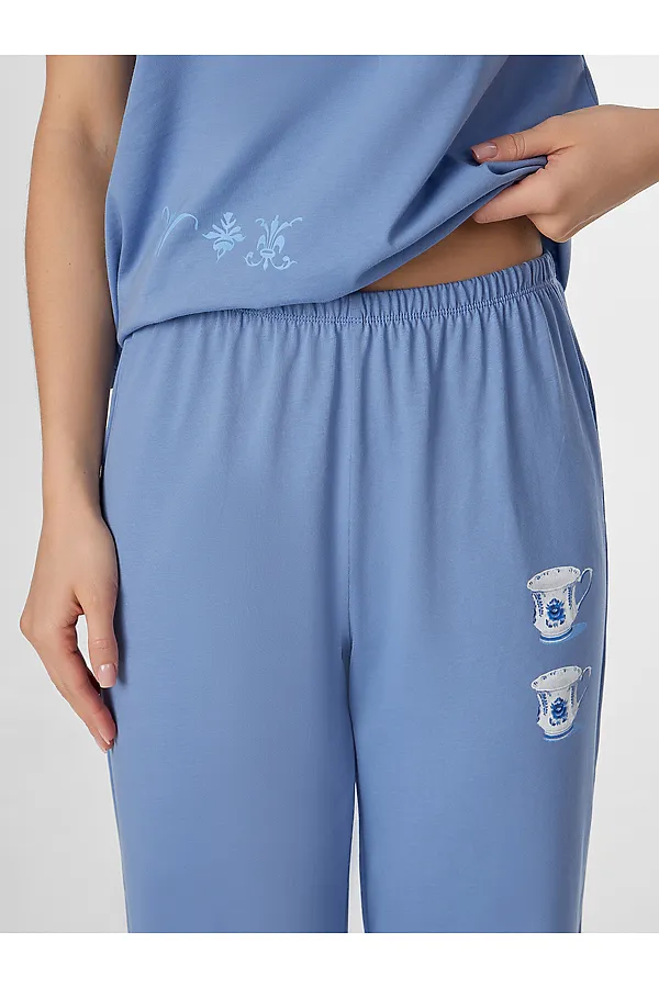 Комплект женский (джемпер, брюки) MARK FORMELLE, синий +печать1 - фото 2