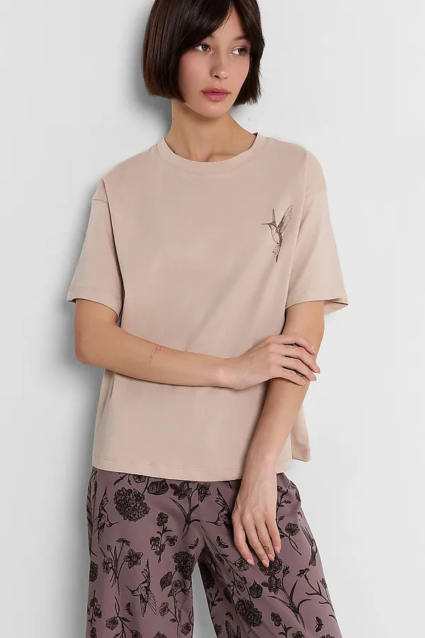 Комплект женский (джемпер, бриджи) MARK FORMELLE, холодный бежевый +цветы на коричневом - фото 2