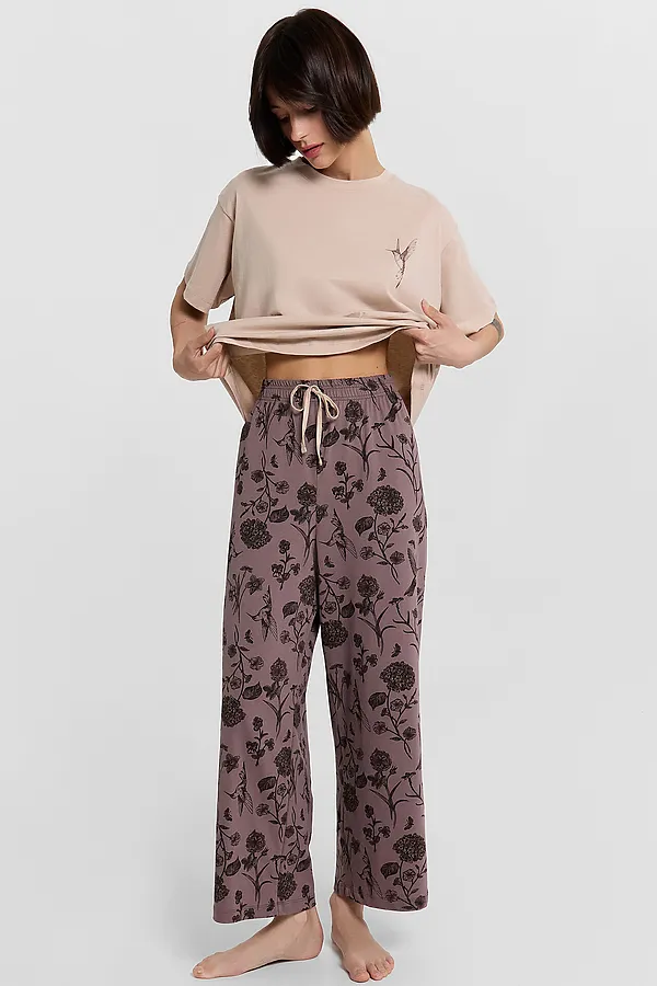 Комплект женский (джемпер, бриджи) MARK FORMELLE, холодный бежевый +цветы на коричневом - фото 2