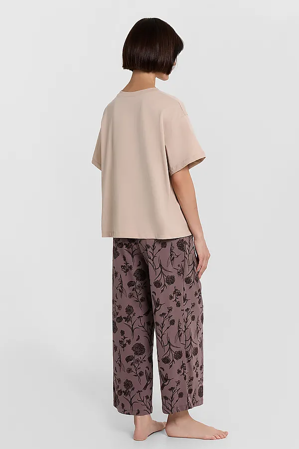 Комплект женский (джемпер, бриджи) MARK FORMELLE, холодный бежевый +цветы на коричневом - фото 2