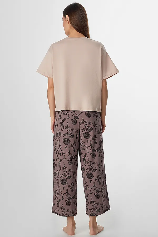 Комплект женский (джемпер, бриджи) MARK FORMELLE, холодный бежевый +цветы на коричневом - фото 2