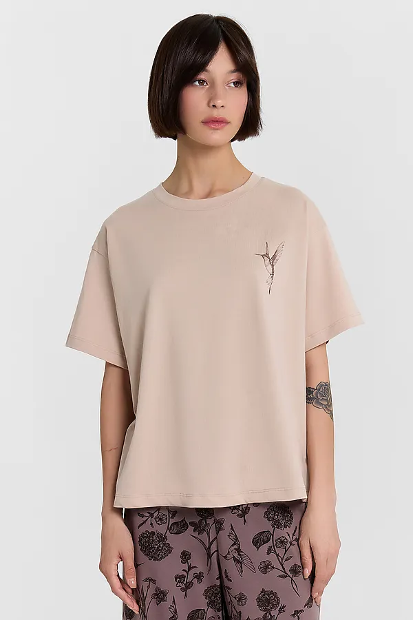 Комплект женский (джемпер, бриджи) MARK FORMELLE, холодный бежевый +цветы на коричневом - фото 2