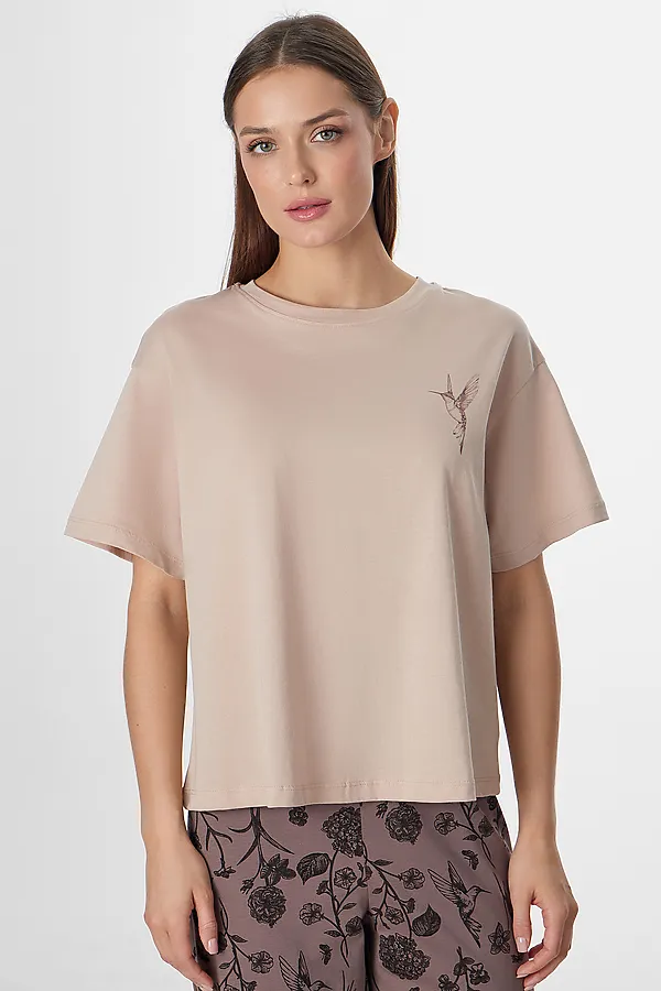 Комплект женский (джемпер, бриджи) MARK FORMELLE, холодный бежевый +цветы на коричневом - фото 2