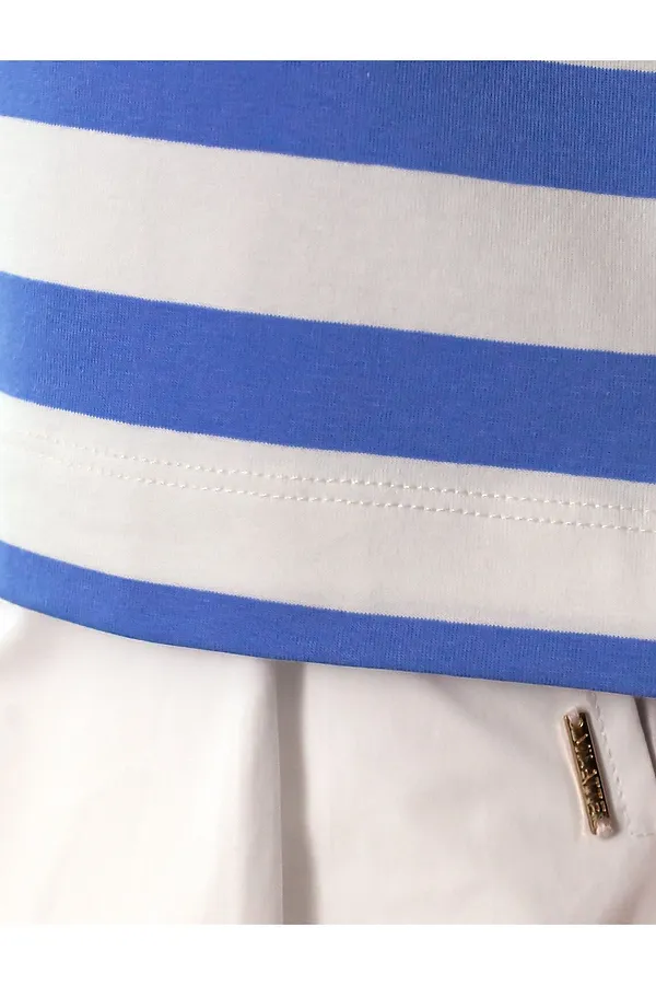 Футболка из премиального хлопка с эластаном VILATTE, белый-васильковый - фото 2