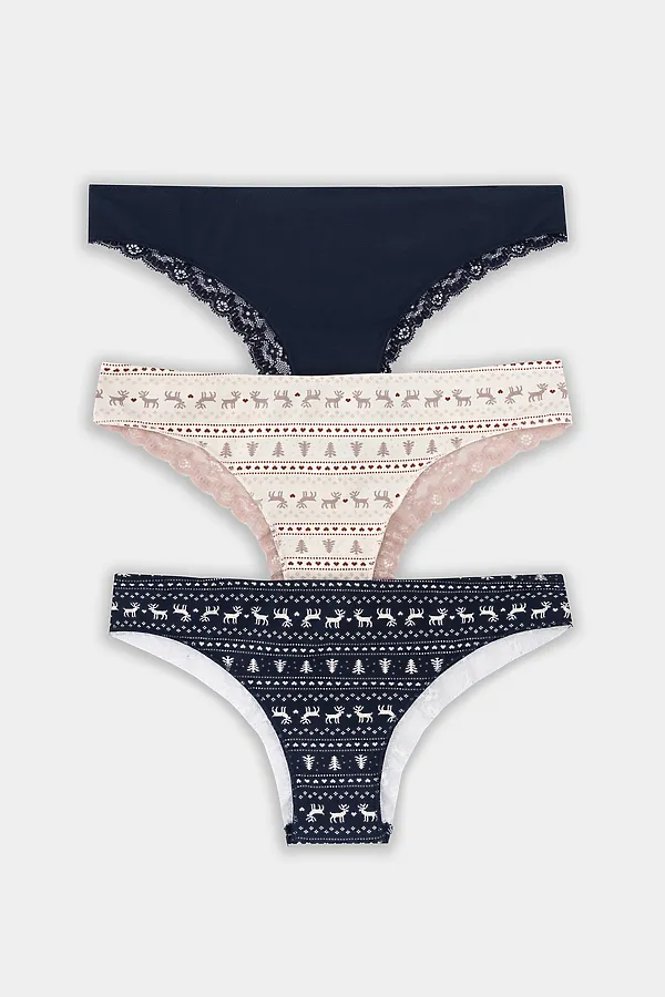 Трусы женские (3шт.) MARK FORMELLE, олени на синем - фото 2