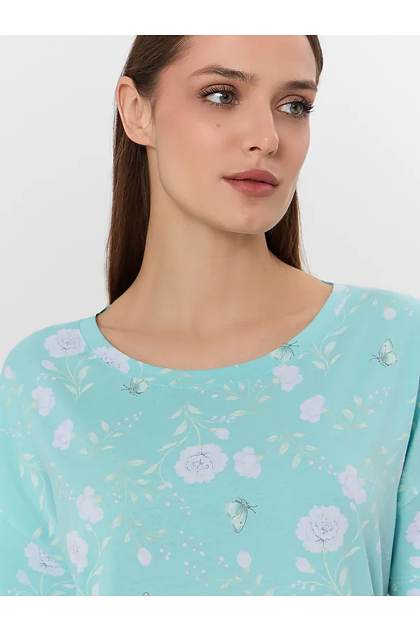 Сорочка ночная женская MARK FORMELLE, цветы на мятном - фото 2