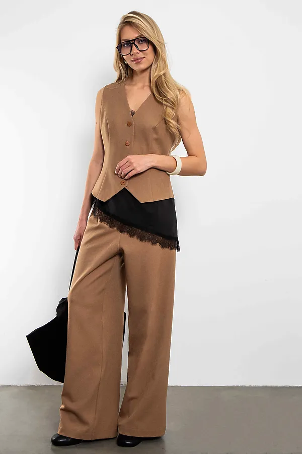 Брюки палаццо Basic KOSMOS, песочный - фото 2