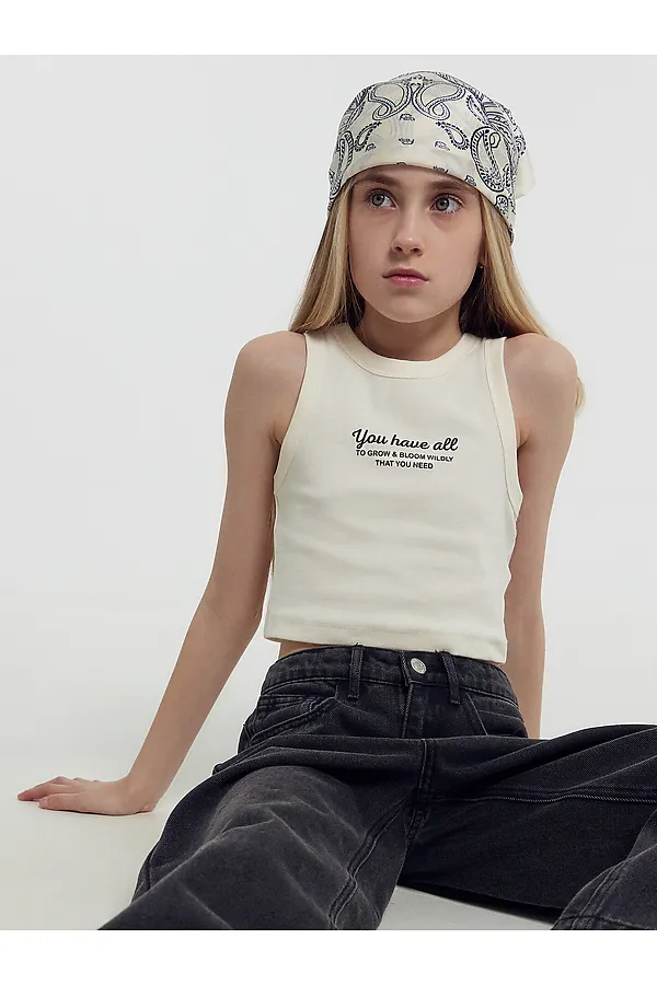 Топ для девочек MARK FORMELLE, молочный +печать - фото 2