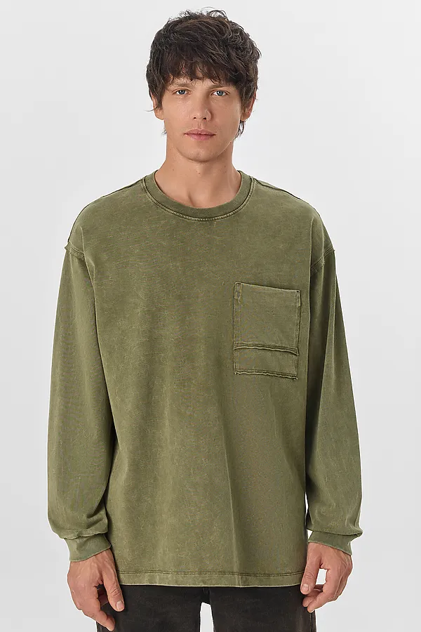 Лонгслив мужской MARK FORMELLE, acid wash зимний мох - фото 2