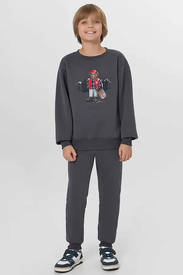 Свитшот для мальчиков MARK FORMELLE, серая жемчужина +печать - фото 2