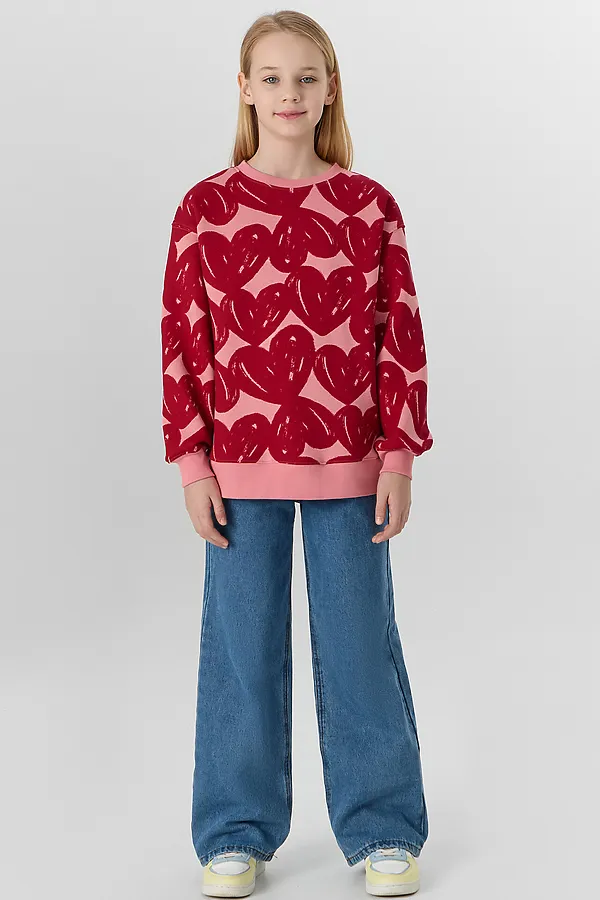 Джемпер для девочек MARK FORMELLE, сердечки на розовом - фото 2