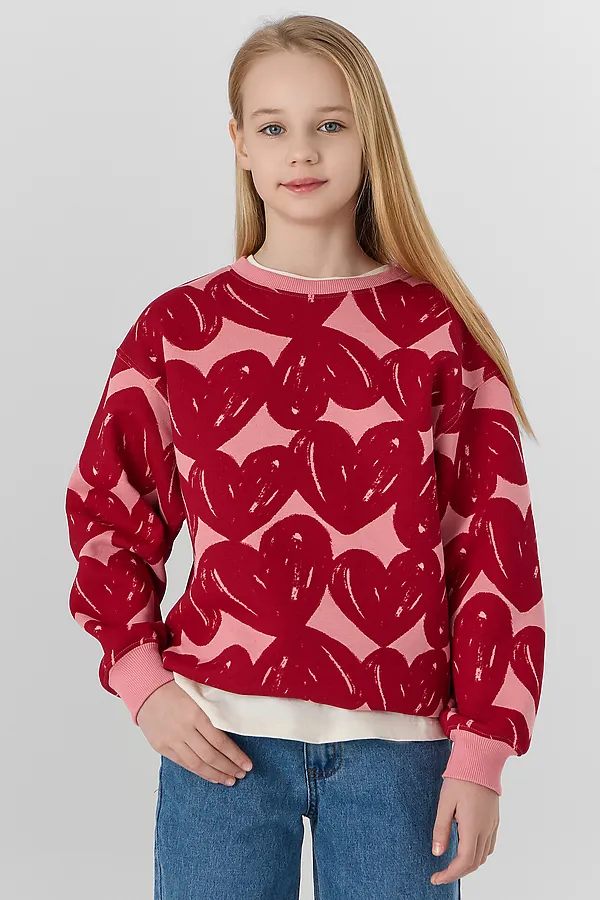 Джемпер для девочек MARK FORMELLE, сердечки на розовом - фото 2
