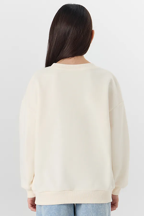 Свитшот для девочек MARK FORMELLE, молочный +печать1 - фото 2