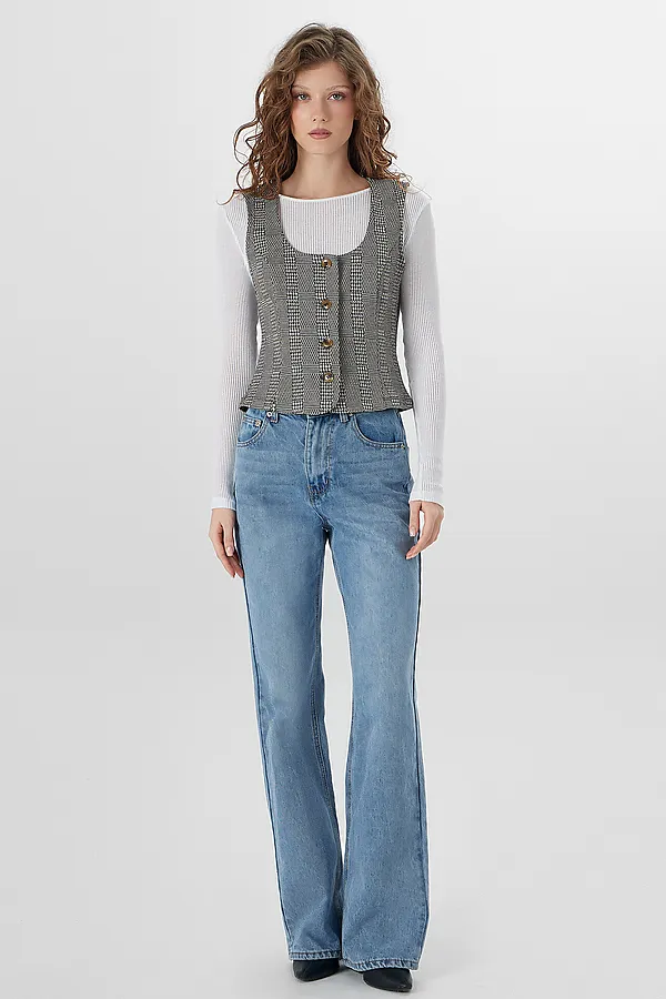 Жилет женский MARK FORMELLE, коричневая клеточка - фото 2