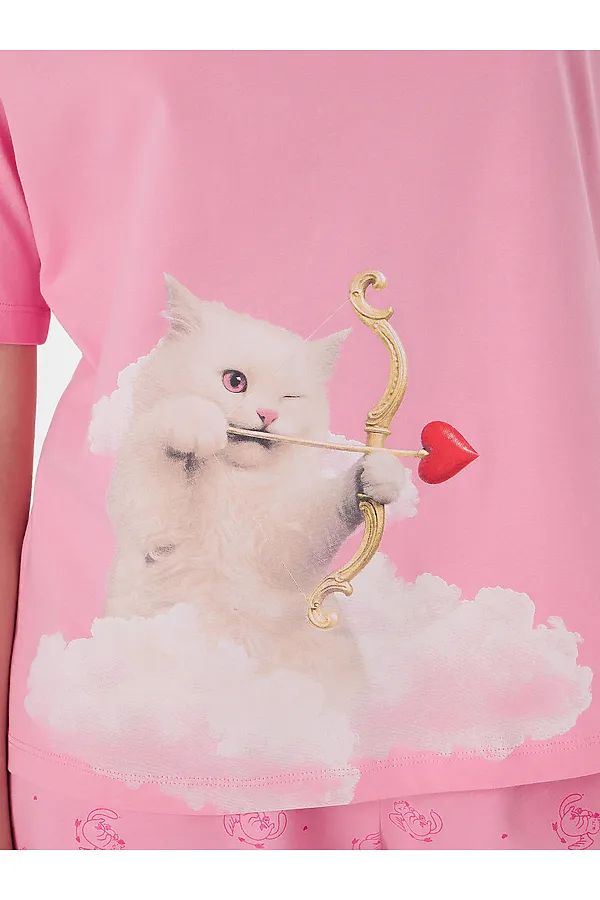 Комплект женский (джемпер, шорты) MARK FORMELLE, розовый +котики на розовом - фото 2