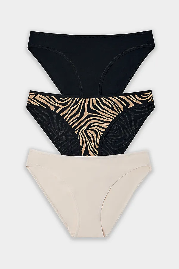 Трусы женские (3шт.) MARK FORMELLE, анималистичный принт на бежевом - фото 2