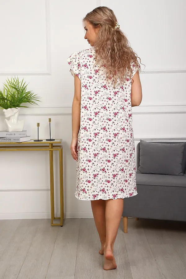 Сорочка 318 НАТАЛИ, молочный/цветы - фото 2