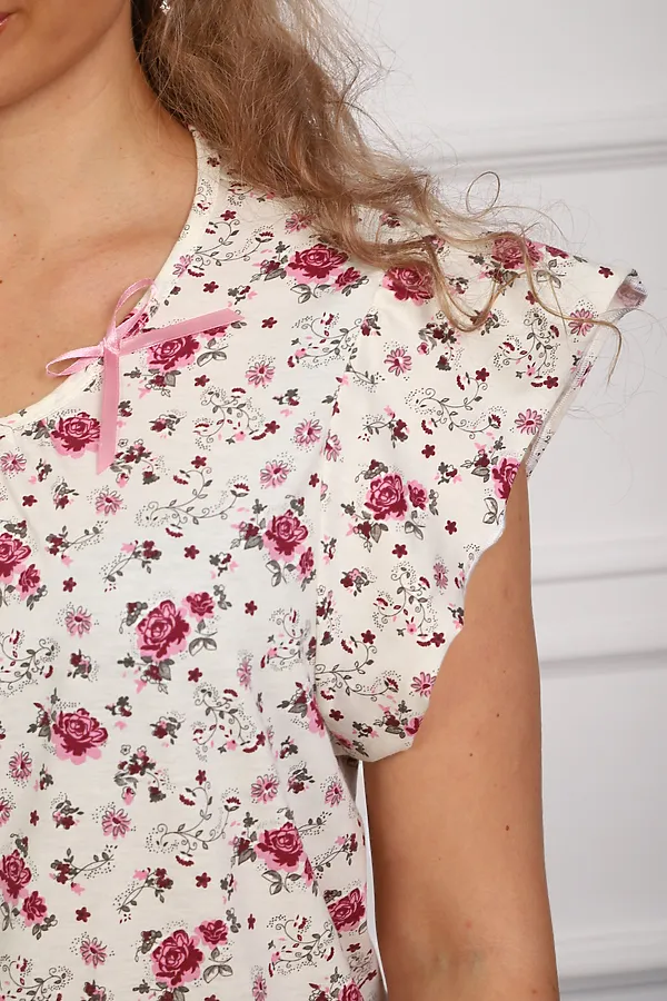 Сорочка 318 НАТАЛИ, молочный/цветы - фото 2