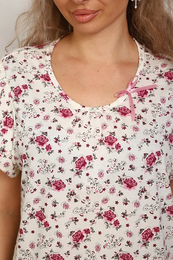 Сорочка 318 НАТАЛИ, молочный/цветы - фото 2