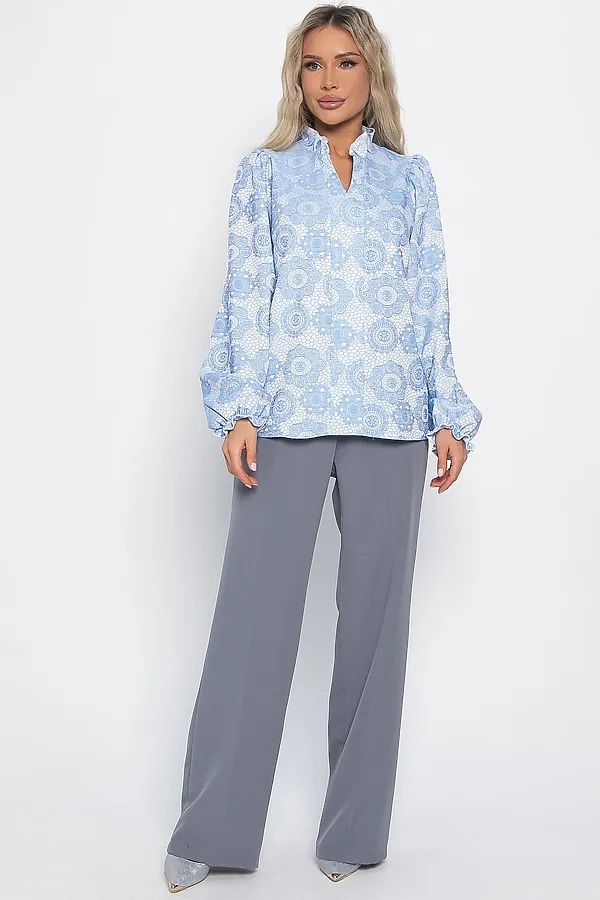 Блуза Доменика LADY TAIGA, бело-голубая - фото 2