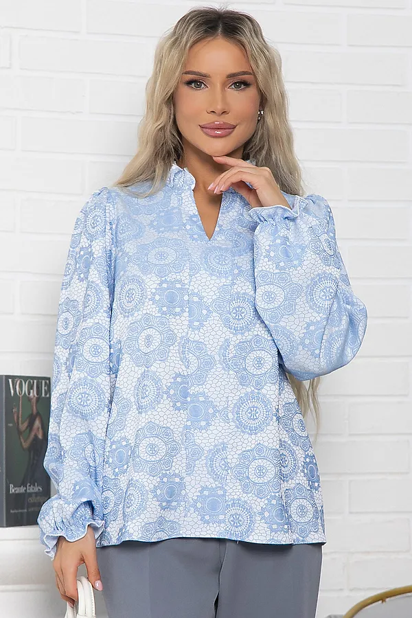 Блуза Доменика LADY TAIGA, бело-голубая - фото 2