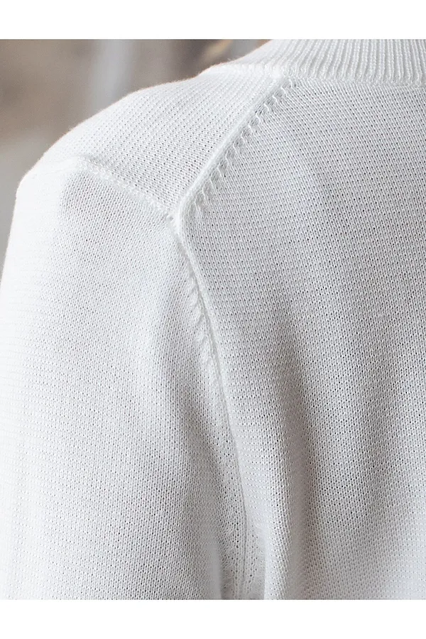 Кардиган c коротким рукавом вязаный из хлопка с акрилом VILATTE, белый - фото 2