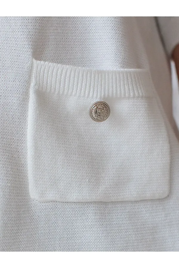 Кардиган c коротким рукавом вязаный из хлопка с акрилом VILATTE, белый - фото 2