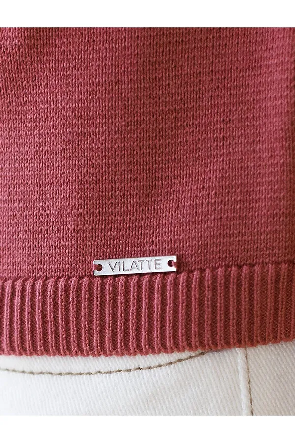 Кардиган c коротким рукавом вязаный из хлопка с акрилом VILATTE, пыльно-розовый - фото 2