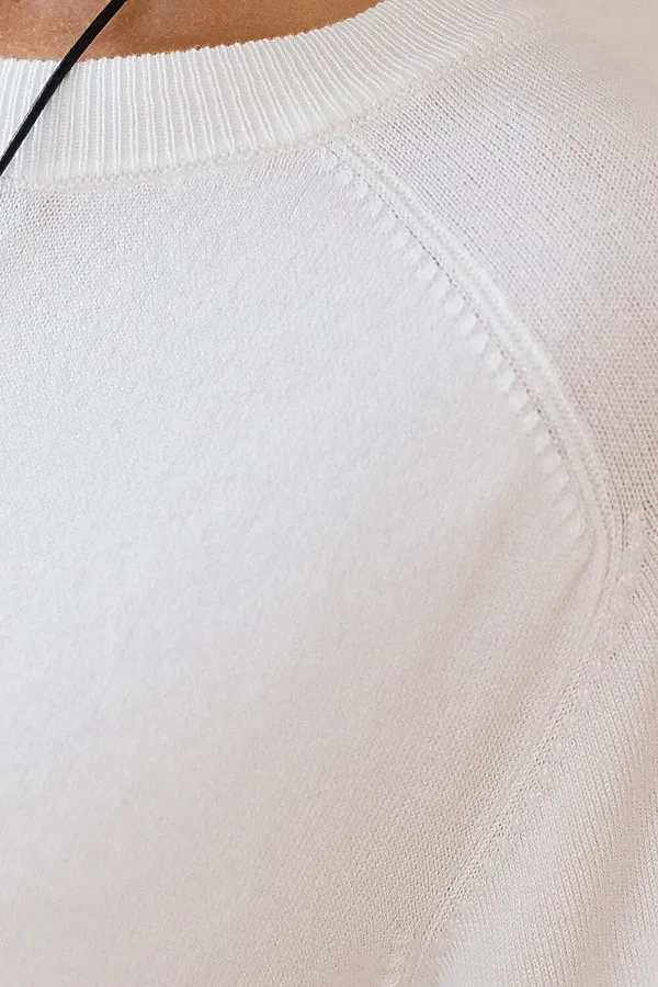 Свободный джемпер с рукавом 3/4 тонкой вязки из вискозы VILATTE, белый - фото 2