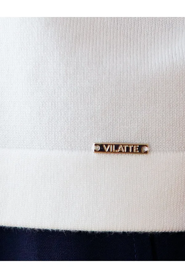 Свободный джемпер с рукавом 3/4 тонкой вязки из вискозы VILATTE, белый - фото 2