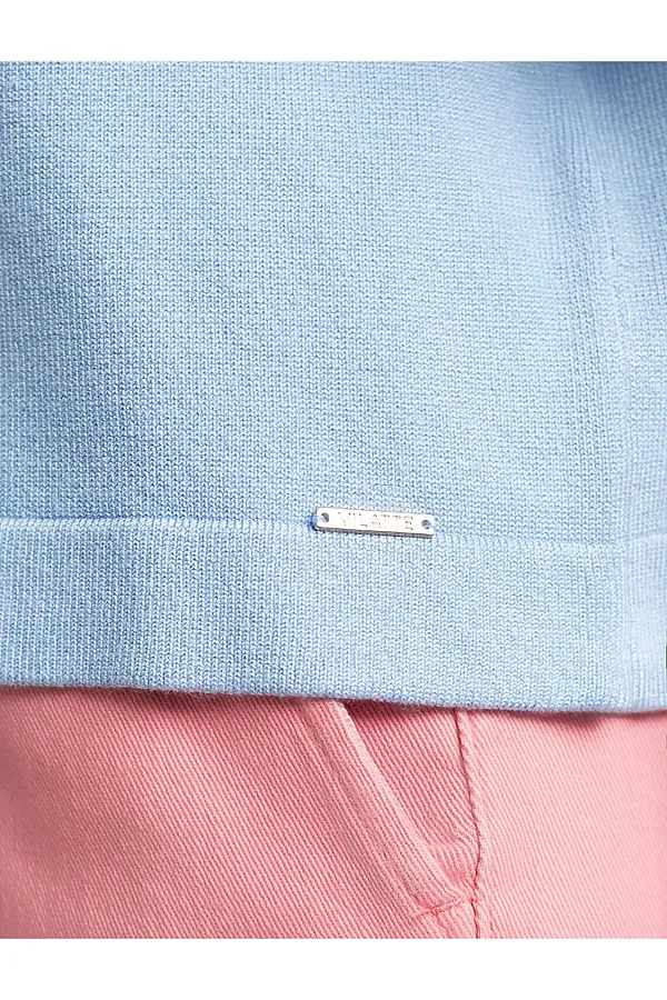 Свободный джемпер с рукавом 3/4 тонкой вязки из вискозы VILATTE, светло-голубой - фото 2