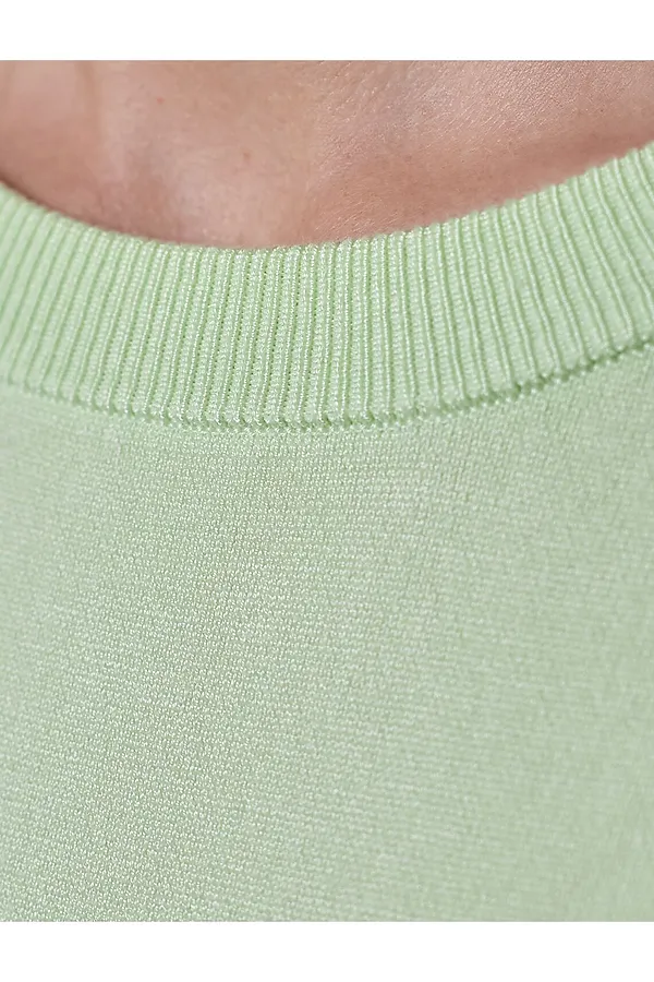 Свободный джемпер с рукавом 3/4 тонкой вязки из вискозы VILATTE, светло-зеленый - фото 2