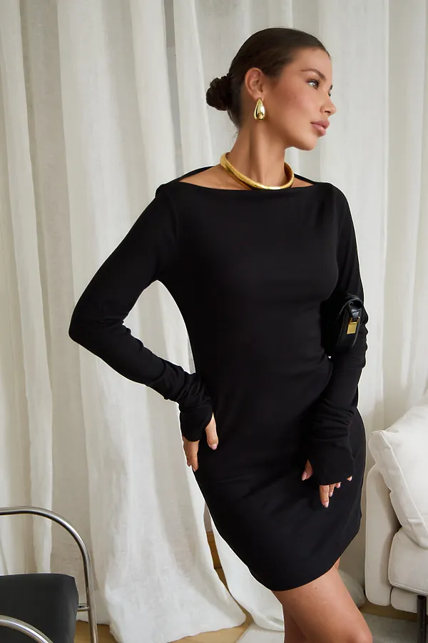 Платье лапша с открытыми плечами НАТАЛИ, черный - фото 2
